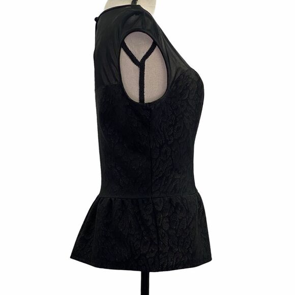 HEARTSOUL Black Sheer Mesh Leopard Peplum Blouse L - Picture 5 of 10